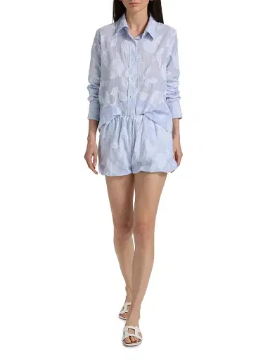 Generation Love Women's Olson Floral-Striped Cotton Bubble Shorts - Light Blue White - Size XL | Thumbnail 2 Generation Love Women's Olson Floral-Striped Cotton Bubble Shorts - Light Blue White - Size XL | Thumbnail 2