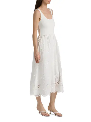 Generation Love Women's Leann 3D Voile Combo Midi-Dress - White | Thumbnail 4 Generation Love Women's Leann 3D Voile Combo Midi-Dress - White | Thumbnail 4
