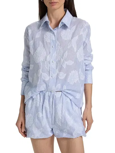 Generation Love Women's Malinda Floral Stripe Cotton Shirt - Light Blue White - Size Large | Thumbnail 3 Generation Love Women's Malinda Floral Stripe Cotton Shirt - Light Blue White - Size Large | Thumbnail 3