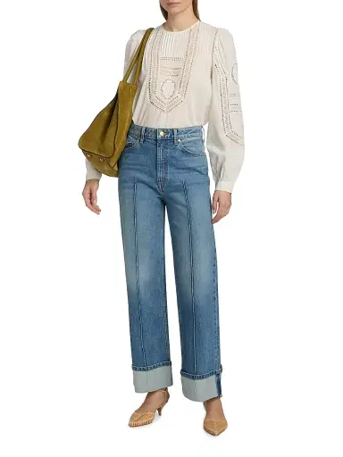 Ulla Johnson Women's Marlowe Open-Work Cotton Top - Pristine | Thumbnail 2 Ulla Johnson Women's Marlowe Open-Work Cotton Top - Pristine | Thumbnail 2