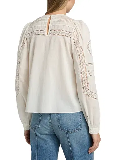 Ulla Johnson Women's Marlowe Open-Work Cotton Top - Pristine | Thumbnail 5 Ulla Johnson Women's Marlowe Open-Work Cotton Top - Pristine | Thumbnail 5