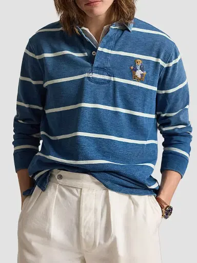 Polo Ralph Lauren Men's Classic-Fit Polo Bear Rugby Shirt - Newport Bear Medium Indigo Nevis | Thumbnail 4 Polo Ralph Lauren Men's Classic-Fit Polo Bear Rugby Shirt - Newport Bear Medium Indigo Nevis | Thumbnail 4