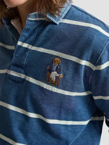Polo Ralph Lauren Men's Classic-Fit Polo Bear Rugby Shirt - Newport Bear Medium Indigo Nevis | Thumbnail 5 Polo Ralph Lauren Men's Classic-Fit Polo Bear Rugby Shirt - Newport Bear Medium Indigo Nevis | Thumbnail 5