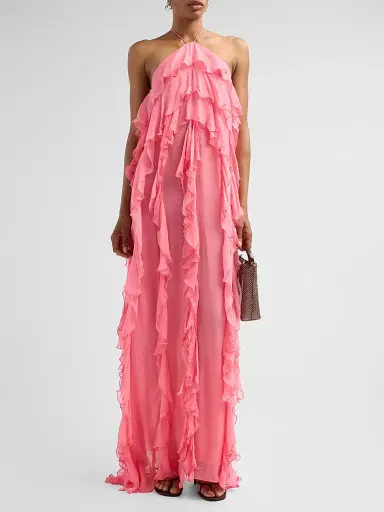 Ronny Kobo Women's Liora Ruffled Halter Dress | Thumbnail 2 Ronny Kobo Women's Liora Ruffled Halter Dress | Thumbnail 2