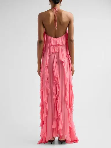 Ronny Kobo Women's Liora Ruffled Halter Dress | Thumbnail 4 Ronny Kobo Women's Liora Ruffled Halter Dress | Thumbnail 4