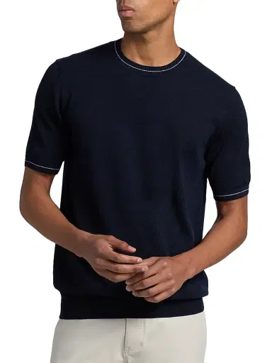 Saks Fifth Avenue Men's Bouclé Crewneck Top - Navy | Thumbnail 3 Saks Fifth Avenue Men's Bouclé Crewneck Top - Navy | Thumbnail 3