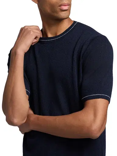 Saks Fifth Avenue Men's Bouclé Crewneck Top - Navy | Thumbnail 6 Saks Fifth Avenue Men's Bouclé Crewneck Top - Navy | Thumbnail 6