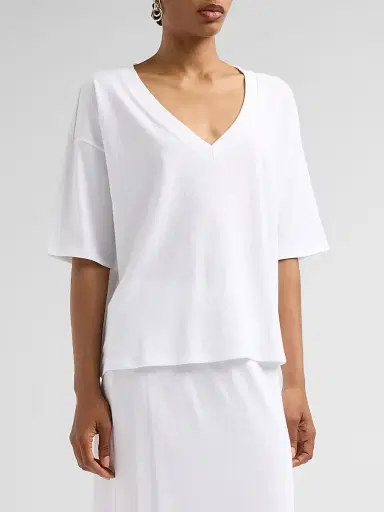 Jamie Haller Women's The V Cotton T-Shirt - White | Thumbnail 4 Jamie Haller Women's The V Cotton T-Shirt - White | Thumbnail 4