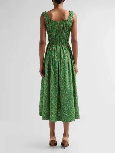 DÔEN Women's Emmaretta Floral Cotton Dress - Emerald Jardin Du Chateau | Thumbnail 3 DÔEN Women's Emmaretta Floral Cotton Dress - Emerald Jardin Du Chateau | Thumbnail 3