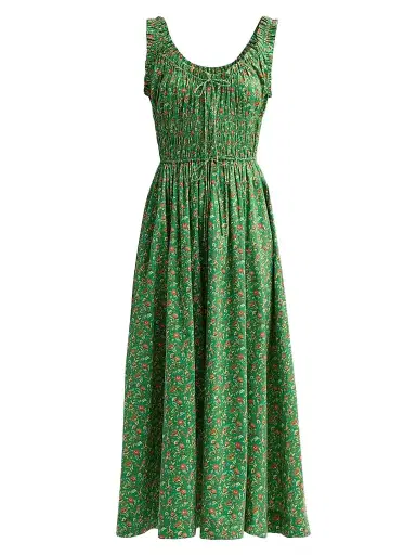 DÔEN Women's Emmaretta Floral Cotton Dress - Emerald Jardin Du Chateau | Thumbnail 1 DÔEN Women's Emmaretta Floral Cotton Dress - Emerald Jardin Du Chateau | Thumbnail 1