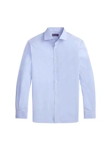 Ralph Lauren Purple Label Men's End-on-End Cotton Shirt - Medium Blue - Size 16 | Thumbnail 1 Ralph Lauren Purple Label Men's End-on-End Cotton Shirt - Medium Blue - Size 16 | Thumbnail 1