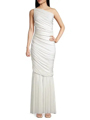 Norma Kamali Women's Diana Fringed Fishtail Gown - Snow White | Thumbnail 2 Norma Kamali Women's Diana Fringed Fishtail Gown - Snow White | Thumbnail 2