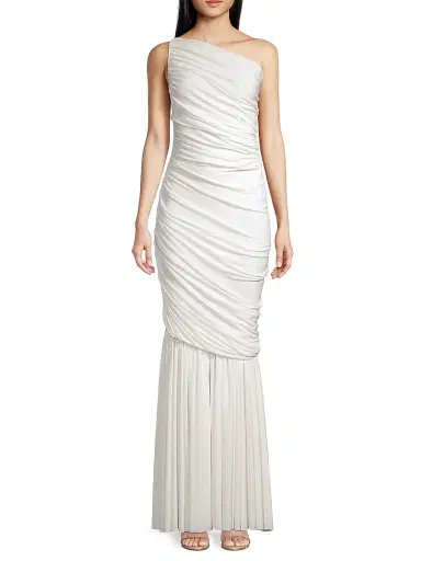 Norma Kamali Women's Diana Fringed Fishtail Gown - Snow White | Thumbnail 3 Norma Kamali Women's Diana Fringed Fishtail Gown - Snow White | Thumbnail 3