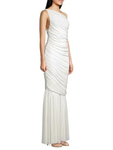 Norma Kamali Women's Diana Fringed Fishtail Gown - Snow White | Thumbnail 4 Norma Kamali Women's Diana Fringed Fishtail Gown - Snow White | Thumbnail 4