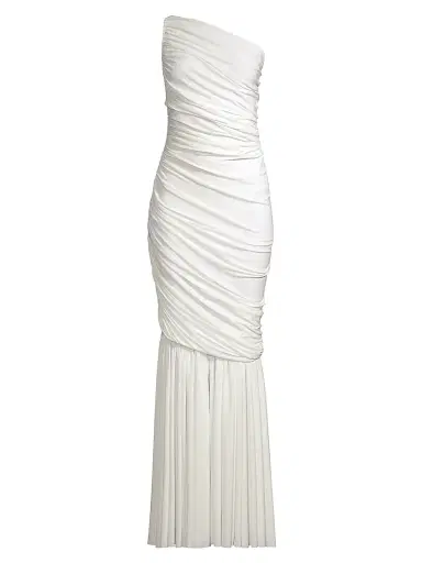 Norma Kamali Women's Diana Fringed Fishtail Gown - Snow White | Thumbnail 1 Norma Kamali Women's Diana Fringed Fishtail Gown - Snow White | Thumbnail 1