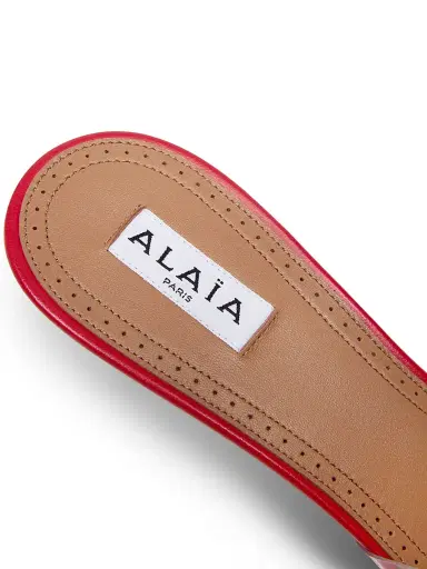 Alaïa Women's Bloom 60MM Flower-Appliqué Leather Mules - Rouge Noir - Size 12 | Thumbnail 6 Alaïa Women's Bloom 60MM Flower-Appliqué Leather Mules - Rouge Noir - Size 12 | Thumbnail 6