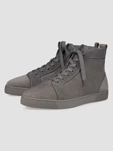 Christian Louboutin Men's Louis Canopy Suede High-Top Sneakers - Phantom Grey - Size 15 | Thumbnail 2 Christian Louboutin Men's Louis Canopy Suede High-Top Sneakers - Phantom Grey - Size 15 | Thumbnail 2