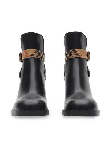 Burberry Women's Huntley Check-Strap Leather Ankle Boots | Thumbnail 2 Burberry Women's Huntley Check-Strap Leather Ankle Boots | Thumbnail 2