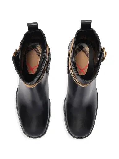 Burberry Women's Huntley Check-Strap Leather Ankle Boots | Thumbnail 4 Burberry Women's Huntley Check-Strap Leather Ankle Boots | Thumbnail 4