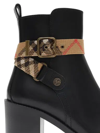Burberry Women's Huntley Check-Strap Leather Ankle Boots | Thumbnail 6 Burberry Women's Huntley Check-Strap Leather Ankle Boots | Thumbnail 6