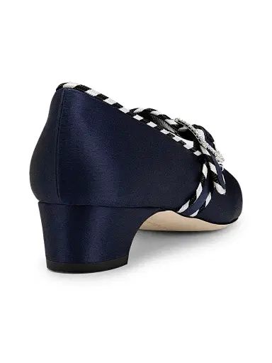 Manolo Blahnik Women's Zaera Satin Pumps - Navy - Size 6.5 | Thumbnail 3 Manolo Blahnik Women's Zaera Satin Pumps - Navy - Size 6.5 | Thumbnail 3