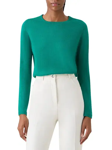 Akris Women's Fine-Gauge Knit Cashmere-Silk Sweater - Tourmaline | Thumbnail 3 Akris Women's Fine-Gauge Knit Cashmere-Silk Sweater - Tourmaline | Thumbnail 3