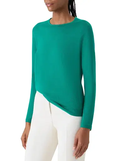 Akris Women's Fine-Gauge Knit Cashmere-Silk Sweater - Tourmaline | Thumbnail 4 Akris Women's Fine-Gauge Knit Cashmere-Silk Sweater - Tourmaline | Thumbnail 4