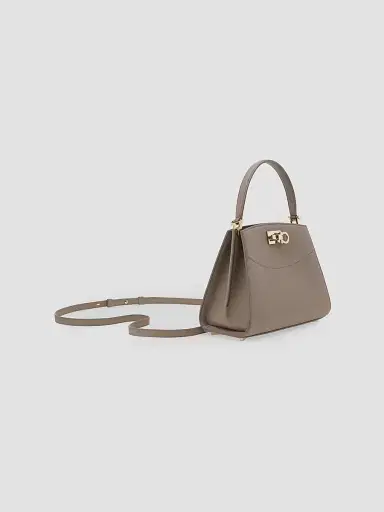 Ferragamo Women's Studio Box Extra-Small Leather Top Handle Bag - Mascarpone | Thumbnail 5 Ferragamo Women's Studio Box Extra-Small Leather Top Handle Bag - Mascarpone | Thumbnail 5