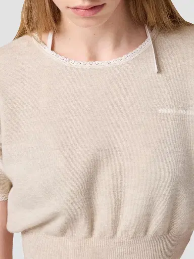Miu Miu Women's Cashmere Sweater - Beige Khaki | Thumbnail 4 Miu Miu Women's Cashmere Sweater - Beige Khaki | Thumbnail 4