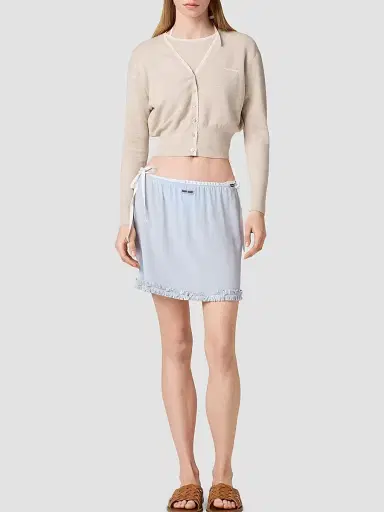 Miu Miu Women's Cashmere Sweater - Beige Khaki | Thumbnail 5 Miu Miu Women's Cashmere Sweater - Beige Khaki | Thumbnail 5