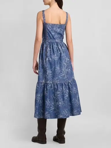 Etro Women's Paisley Denim Midi Dress - Blue - Size 12 | Thumbnail 3 Etro Women's Paisley Denim Midi Dress - Blue - Size 12 | Thumbnail 3