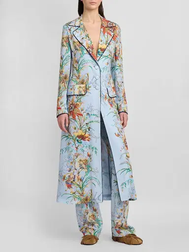 Etro Women's Floral Print Straight-Leg Trousers - Printed Blue | Thumbnail 2 Etro Women's Floral Print Straight-Leg Trousers - Printed Blue | Thumbnail 2