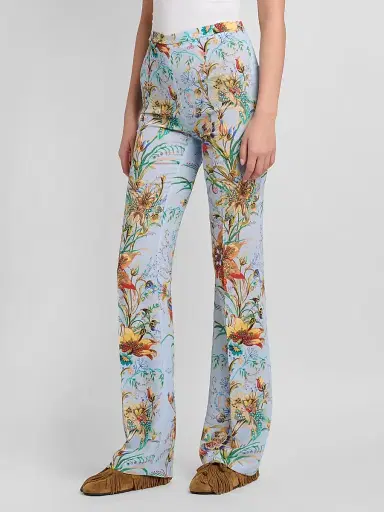 Etro Women's Floral Print Straight-Leg Trousers - Printed Blue | Thumbnail 4 Etro Women's Floral Print Straight-Leg Trousers - Printed Blue | Thumbnail 4