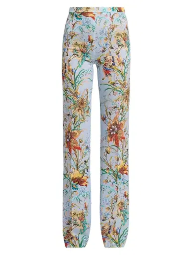 Etro Women's Floral Print Straight-Leg Trousers - Printed Blue | Thumbnail 1 Etro Women's Floral Print Straight-Leg Trousers - Printed Blue | Thumbnail 1