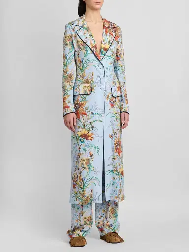 Etro Women's Botanical Structured Duster Coat - Printed Blue - Size 12 | Thumbnail 4 Etro Women's Botanical Structured Duster Coat - Printed Blue - Size 12 | Thumbnail 4