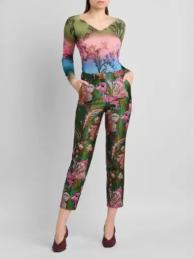 Etro Women's Ombré Floral Knit Top - Printed Green - Size 14 | Thumbnail 2 Etro Women's Ombré Floral Knit Top - Printed Green - Size 14 | Thumbnail 2