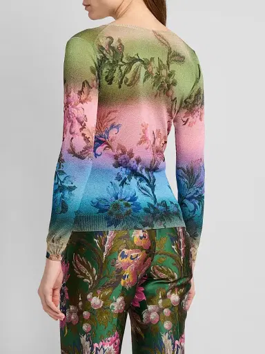 Etro Women's Ombré Floral Knit Top - Printed Green - Size 14 | Thumbnail 3 Etro Women's Ombré Floral Knit Top - Printed Green - Size 14 | Thumbnail 3