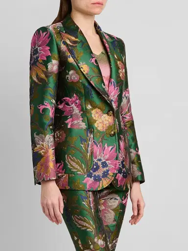 Etro Women's Floral Jacquard Fitted Blazer - Multicolor Green Base - Size 10 | Thumbnail 4 Etro Women's Floral Jacquard Fitted Blazer - Multicolor Green Base - Size 10 | Thumbnail 4