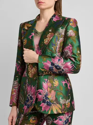 Etro Women's Floral Jacquard Fitted Blazer - Multicolor Green Base - Size 10 | Thumbnail 5 Etro Women's Floral Jacquard Fitted Blazer - Multicolor Green Base - Size 10 | Thumbnail 5