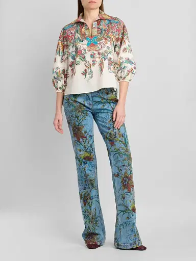 Etro Women's Floral Paisley Balloon-Sleeve Top - Printed White | Thumbnail 2 Etro Women's Floral Paisley Balloon-Sleeve Top - Printed White | Thumbnail 2