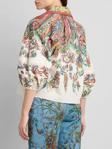 Etro Women's Floral Paisley Balloon-Sleeve Top - Printed White | Thumbnail 3 Etro Women's Floral Paisley Balloon-Sleeve Top - Printed White | Thumbnail 3