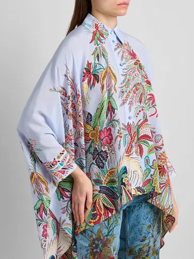 Etro Women's Paisley Handkerchief Hem Silk Shirt - Printed Blue Base - Size 12 | Thumbnail 5 Etro Women's Paisley Handkerchief Hem Silk Shirt - Printed Blue Base - Size 12 | Thumbnail 5