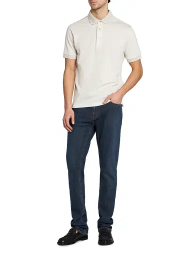 Etro Men's Roma Cotton Polo Shirt - Stampado Bianco | Thumbnail 2 Etro Men's Roma Cotton Polo Shirt - Stampado Bianco | Thumbnail 2