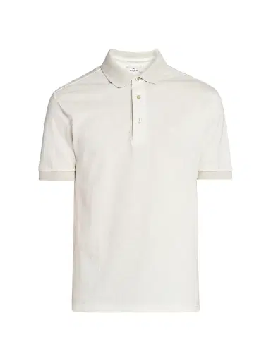 Etro Men's Roma Cotton Polo Shirt - Stampado Bianco | Thumbnail 1 Etro Men's Roma Cotton Polo Shirt - Stampado Bianco | Thumbnail 1