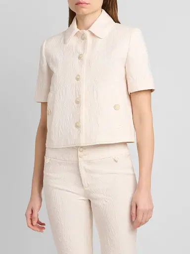 Etro Women's Jacquard Short-Sleeve Jacket - Light Creamy White | Thumbnail 4 Etro Women's Jacquard Short-Sleeve Jacket - Light Creamy White | Thumbnail 4