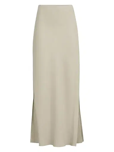 Brunello Cucinelli Women's Viscose and Linen Twill Fluid Bias Cut Skirt - Buff - Size 8 | Thumbnail 1 Brunello Cucinelli Women's Viscose and Linen Twill Fluid Bias Cut Skirt - Buff - Size 8 | Thumbnail 1