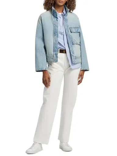 Nili Lotan Women's Marilou Patch-Pocket Denim Jacket - Alice Wash | Thumbnail 2 Nili Lotan Women's Marilou Patch-Pocket Denim Jacket - Alice Wash | Thumbnail 2