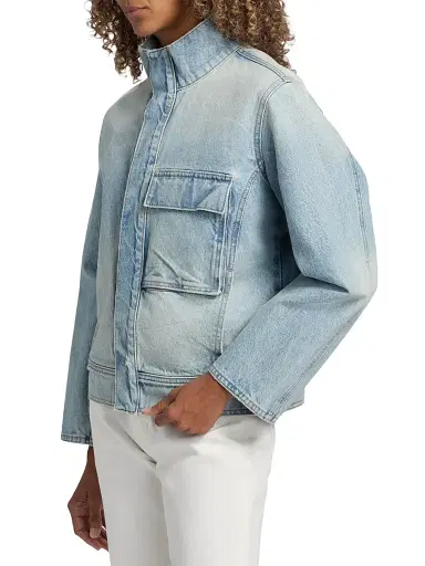 Nili Lotan Women's Marilou Patch-Pocket Denim Jacket - Alice Wash | Thumbnail 4 Nili Lotan Women's Marilou Patch-Pocket Denim Jacket - Alice Wash | Thumbnail 4