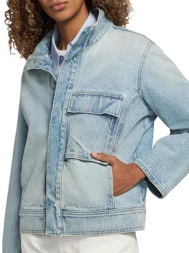 Nili Lotan Women's Marilou Patch-Pocket Denim Jacket - Alice Wash | Thumbnail 6 Nili Lotan Women's Marilou Patch-Pocket Denim Jacket - Alice Wash | Thumbnail 6