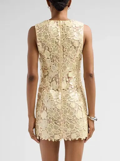 Retrofête Women's Elainy Embroidered Mini Dress - Yuzu | Thumbnail 3 Retrofête Women's Elainy Embroidered Mini Dress - Yuzu | Thumbnail 3